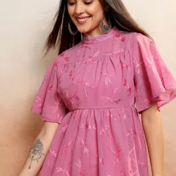 vishudh Women A-line Pink Mini/Short Dress image 1