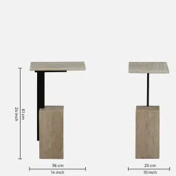 casacraft from pepperfry Larena Travertine Marble Top End Table In Beach Colour image 2