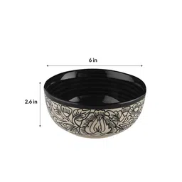 vareesha KalamKari 250ml Multicolour Ceramic (Set of 4) Dinner Bowl image 4