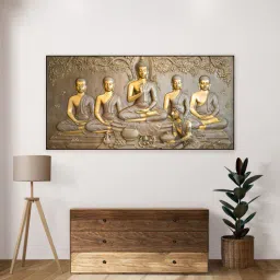 nestroots Canvas Framed Buddha Painting with Disciples Wall Painting-picture-18