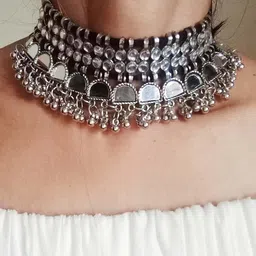 Oxidized Heaven Silver-Plated Mirror Statement Necklace-picture-10