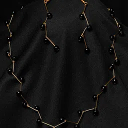 Oxidized Heaven Gold-Plated Beaded Necklace and Earrings-image-1