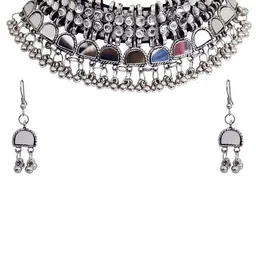 Oxidized Heaven Sterling Sliver-Plated Textured Jewellery Set-picture-11