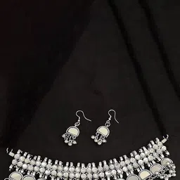 Oxidized Heaven Silver-Plated Necklace & Earrings-picture-32