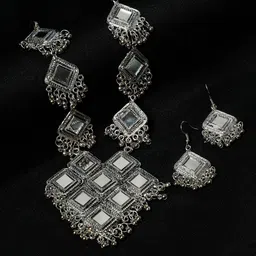Oxidized Heaven Sterling Silver-Plated Mirror Jewellery Set-picture-12
