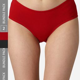 Soie Women Pack Of 2 Mid Rise High Coverage Solid Colour Cotton Stretch Briefs-picture-14