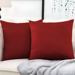 DADDY COOL Maroon 2 Pieces Microfiber Filled Square Cushions With Covers image 5