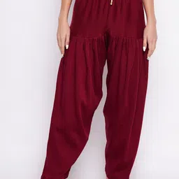 Clora Creation Women Pack Of 2 Maroon & Black Solid Woolen Salwars image 4