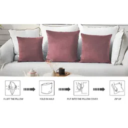 DADDY COOL Maroon 2 Pieces Microfiber Filled Square Cushions With Covers image 2