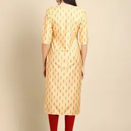 7threads 1 Stop Fashion Women Pack Of 2 Beige & Orange Ethnic Motifs Printed Crepe Kurtas image 2