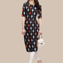 7threads 1 Stop Fashion Pack Of 2 Ethnic Motifs Printed Round Neck Crepe Kurtas image 2