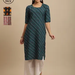 7Threads Pack Of 3 Ethnic Motifs Printed Crepe Kurta-picture-29