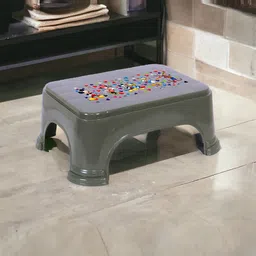 Kuber Industries Grey & Brown 3 Pieces Abstract Printed Plastic Bathroom Step Stools image 2