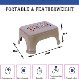 Kuber Industries Grey & Brown 3 Pieces Abstract Printed Plastic Bathroom Step Stools image 5