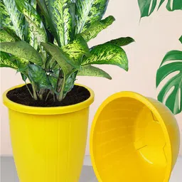 Kuber Industries White & Yellow 6 Pcs Textured Planters Pots image 4