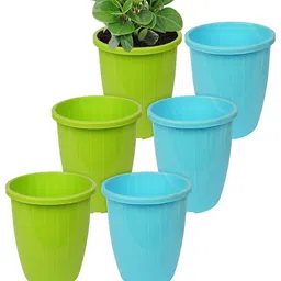 Kuber Industries Green & Blue 6 Pcs Textured Planters Pots image 2