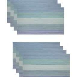 YELONA Blue & Green 8 Pieces Striped Rectangular Table Placemats image 5