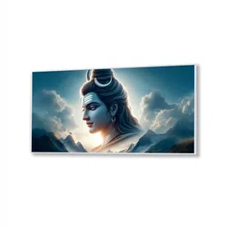 nestroots White Canvas Framed Vibrant Lord Shiva Divine Art Wall Painting(24X48 Inch) image 3