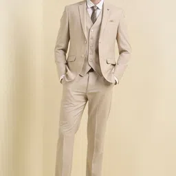 allen solly Men Three Piece Suit Textured Suit image 2