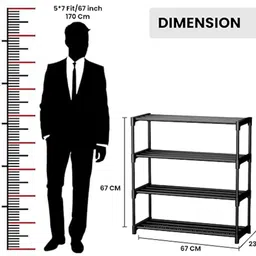 youcopia PVC 4 Shelf Book Organizer/Shoe/Chappal/Book/Clothes Rack Plastic Open Book Shelf image 3