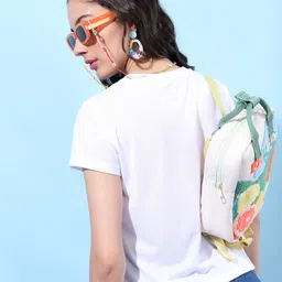 tokyo talkies Women Printed Round Neck Cotton Blend White T-Shirt-picture-13