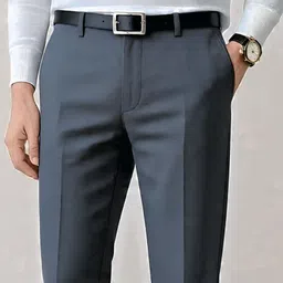 sm syentex Men Slim Fit Grey Pure Cotton Trousers-picture-36