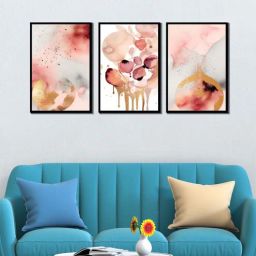 wens Modern Multicolour Canvas & MDF (Set of 3) Framed Art Panels-picture-12