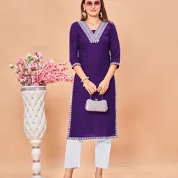 lovisa fashion Women Embroidered Viscose Rayon Straight Kurta image 2