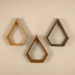 symplify William Iii Diamond Shaped Set Of 3 Wooden Wall Shelves image 9