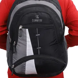 THE CLOWNFISH Colourblocked Adjustable Water-Resistance Backpack image 3