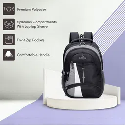 THE CLOWNFISH Colourblocked Adjustable Water-Resistance Backpack image 2