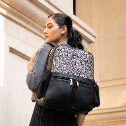ZOUK Women Floral Printed Vegan Leather Backpack With Compression Straps-Up to 16 inch-picture-22