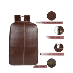 Veneer Unisex Brown Backpack with Anti-Theft image 2