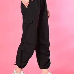 funday fashion Women Relaxed Black Lycra Blend Trousers image 3