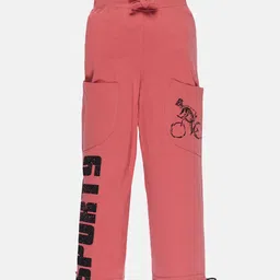KiddoPanti Boys Rust-Colored Printed Pure Cotton Track Pants-picture-29