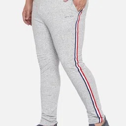 John Pride Plus Size Men Grey Melange Self Design Cotton Track Pants image 3