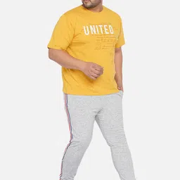 John Pride Plus Size Men Grey Melange Self Design Cotton Track Pants image 4