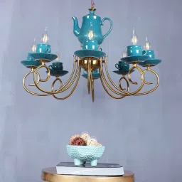 Celina Green Iron Chandelier | E14 holder | without Bulb by Eliante by Jainsons Lights image 2