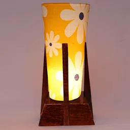 new era Multicolour Cotton Table Lamp With Wood Base image 3