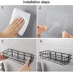 st enterprises Kitchen Wall Shelf / Bathroom Rack and Towel Holder with 4 Hook without Drilling Iron Wall Shelf image 4