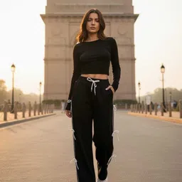 tafsir Women Loose Fit Black Polycotton Trousers image 1