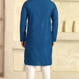 lemonx Men Embellished Viscose Rayon Straight Kurta image 4