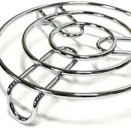 ekitchen Kitchen Cooking Pot Steaming Tray Stand Stainless Steel Round Cooker Steamer Rack Stand Cookware Tool Mirror Trivet (Pack of 1) Miror Finish Trivet image 2