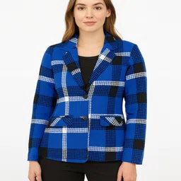 bluewears Women Checkered, Printed Single Breasted Casual, Formal, Party, Festive & Wedding Blazer-picture-20