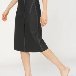 tokyo talkies Women Solid A-line Black Skirt image 3