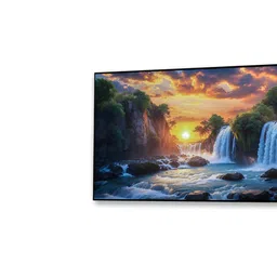 nestroots Black Canvas Framed Serene Sunset Over Waterfall Bridge Wall Painting image 5