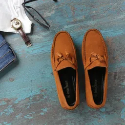 Tan Suede Leather Casual Loafers for Men (ITSUTA) Size 6 Loafers For Men-image-5