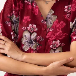 aask Women Fit and Flare Maroon Knee Length Dress image 3