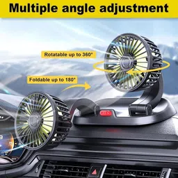 otoroys Car Fan 12V 360 Degree Dual Head 2 Speed Dashboard Auto Cooling Air Fan Car Interior Fan image 3