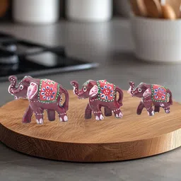 bainada industries Handcrafted Rajasthani Elephant With Howdah Figurine For Home Décor-Sky Blue Decorative Showpiece - 8 cm image 5